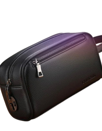 MEN BLACK HAND BAG GENUINE LEATHER