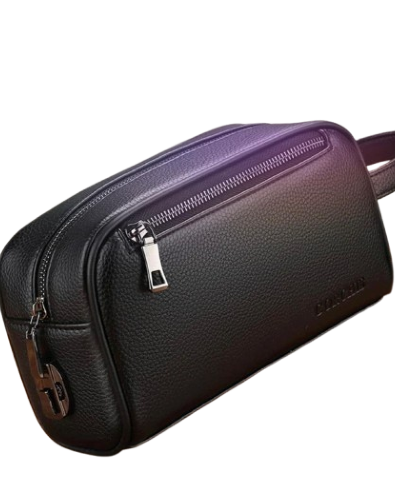 MEN BLACK HAND BAG GENUINE LEATHER